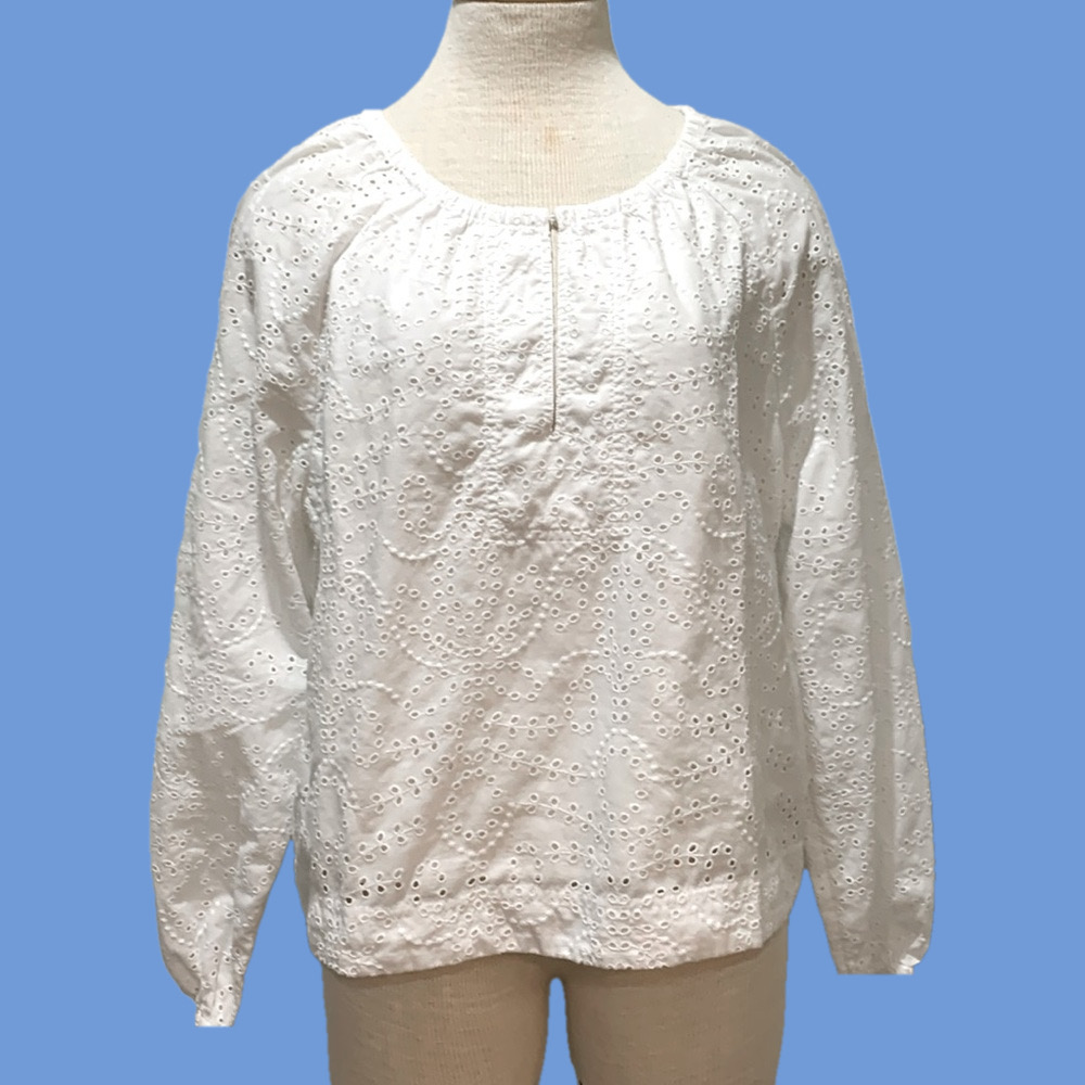 Ann Taylor sz L white eyelet pullover blouse
